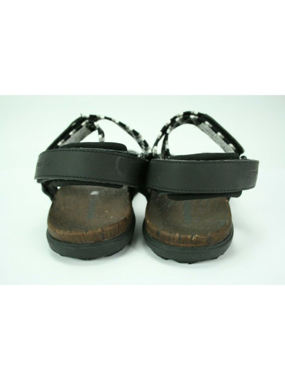 Merrell Women's Size 8 Sandal Black White Around Town Sunvue WovenCork footbed - Picture 4 of 9